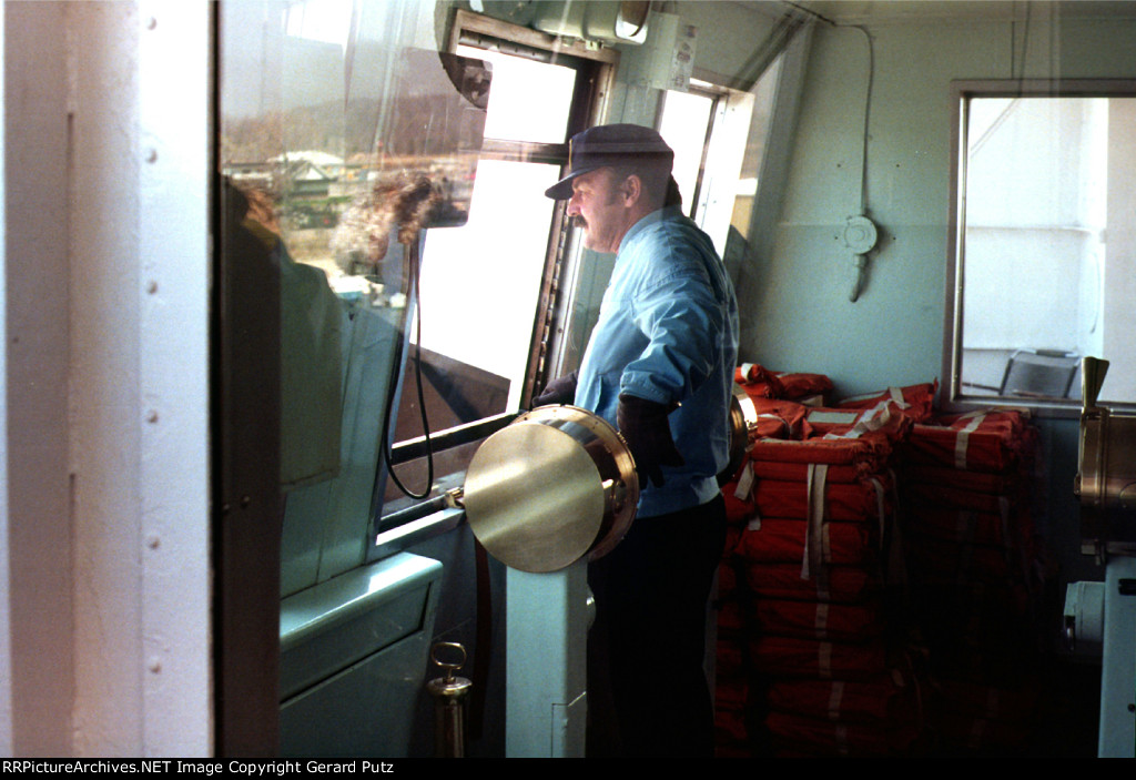 Pilot in Stern Pilot House of Lake Boat Badger